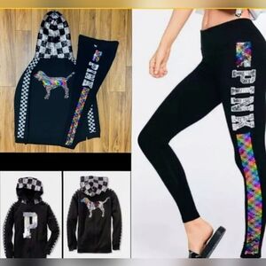 Very rare VS pink 2018 medium outfit reversible sequins rainbow and silver